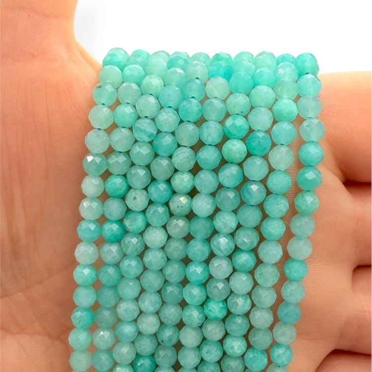 Amazonit Peruwiański jasny / kulka fasetowana / ok. 4mm