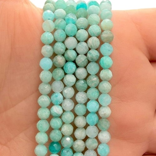 Amazonit Peruwiański Jasny / kulka fasetowana / ok. 6mm