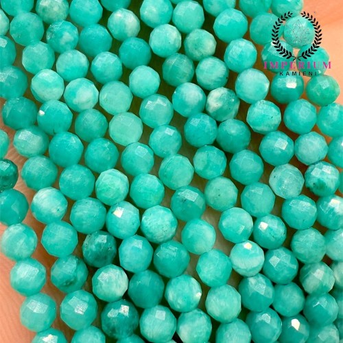 Amazonit Peruwiański ciemny / kulka fasetowana / ok. 3mm