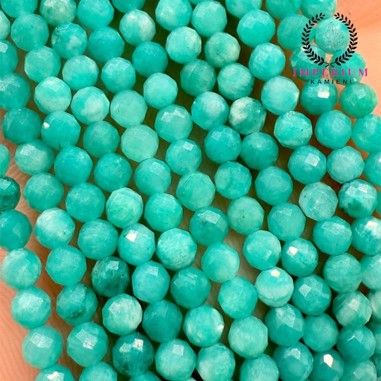 Amazonit Peruwiański ciemny / kulka fasetowana / ok. 3mm