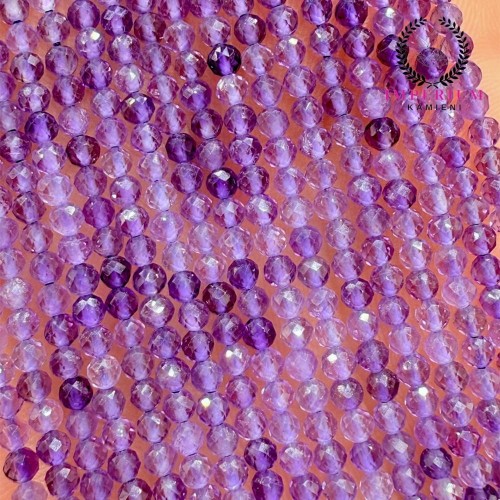 Ametyst ciemny / kulka fasetowana / ok. 2mm