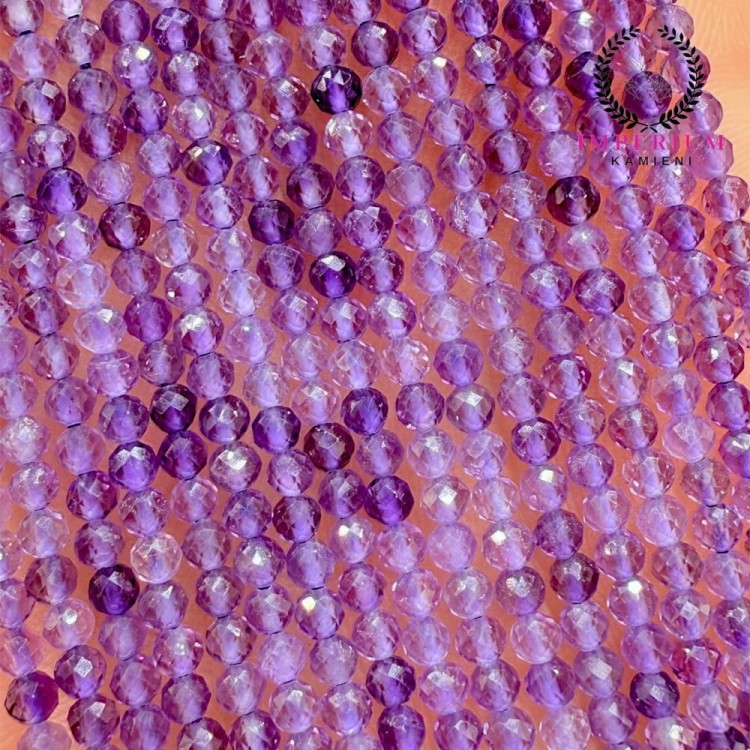 Ametyst ciemny / kulka fasetowana / ok. 2mm