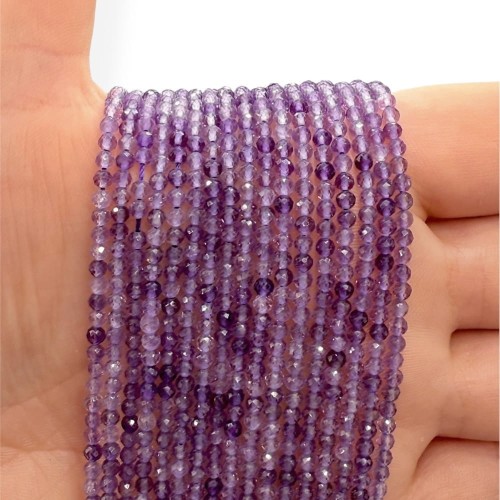 Ametyst Ciemny / kulka fasetowana / ok. 2mm