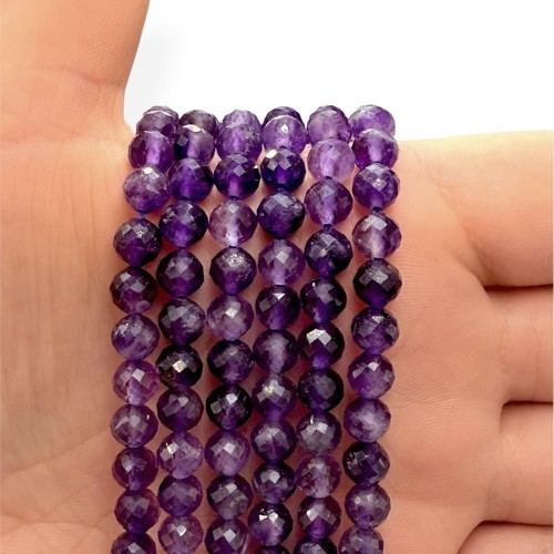 Ametyst Ciemny / kulka fasetowana / ok. 6mm