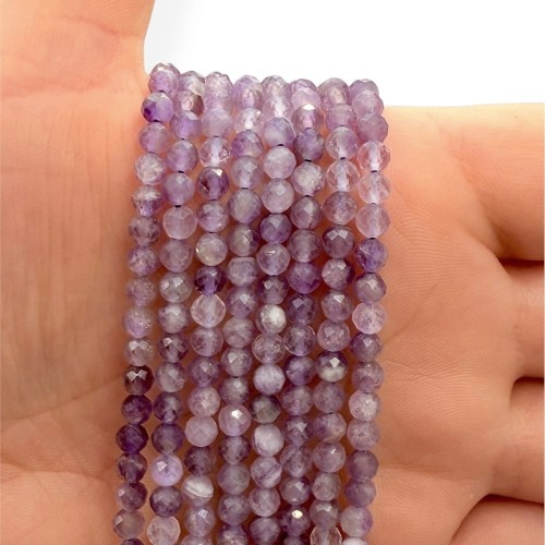 Ametyst Jasny / kulka fasetowana / ok. 4mm