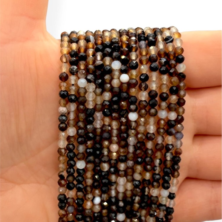 Agat Brązowy Ciemny / kulka fasetowana / ok. 3mm