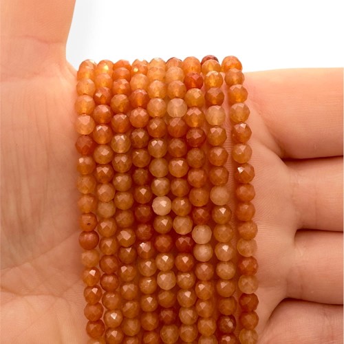 Awenturyn Czerwony / kulka fasetowana / ok. 4mm