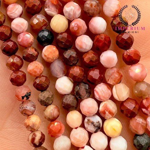 Agat ognisty czerwony / kulka fasetowana / ok. 4mm