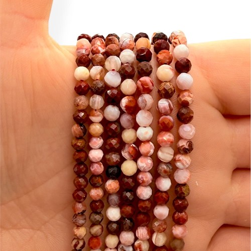 Agat Ognisty Czerwony / kulka fasetowana / ok. 4mm