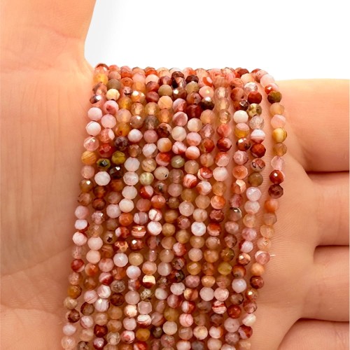 Agat Ognisty czerwony / kulka fasetowana / ok. 3mm