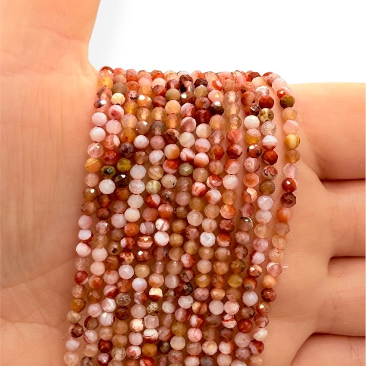 Agat Ognisty czerwony / kulka fasetowana / ok. 3mm
