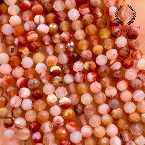 Agat ognisty czerwony /  kulka fasetowana / ok. 3 mm