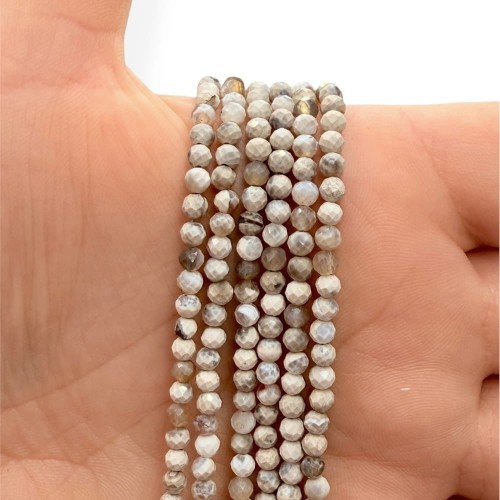 Agat Ognisty Kremowy / kulka fasetowana / ok. 3mm