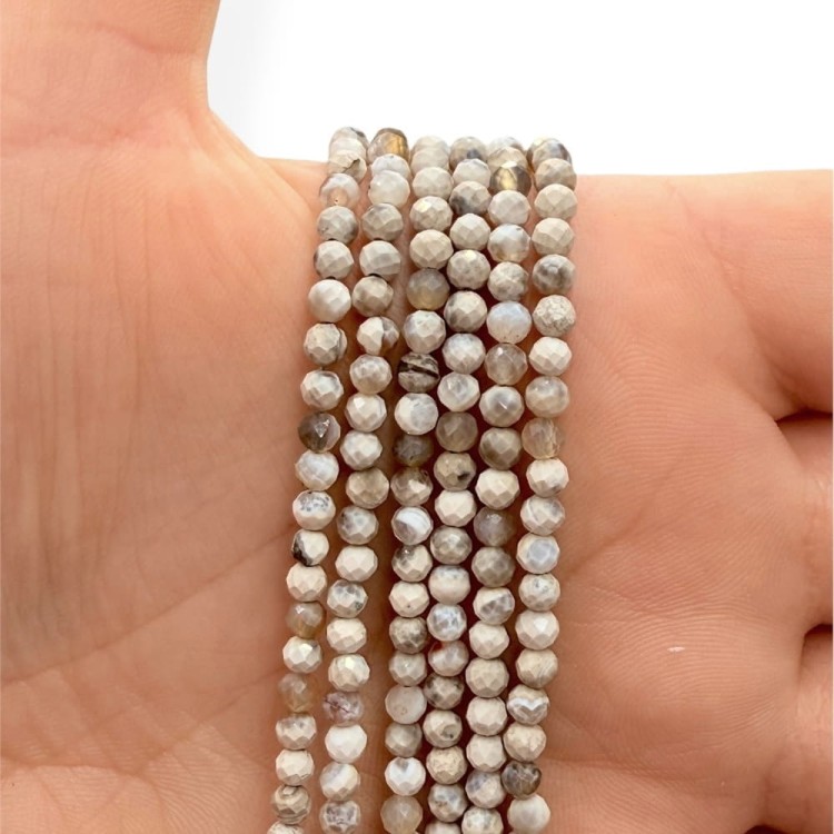 Agat Ognisty Kremowy / kulka fasetowana / ok. 3mm