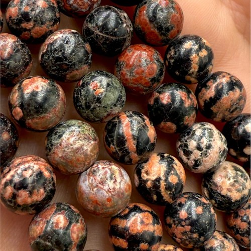 Obsydian Śnieżny Czerwony / kulka gładka / ok. 8mm