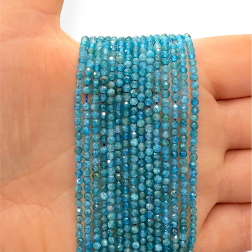 Apatyt Niebieski / kulka fasetowana / ok. 2mm