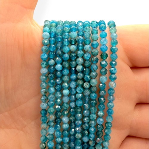 Apatyt Niebieski / kulka fasetowana / ok. 3mm