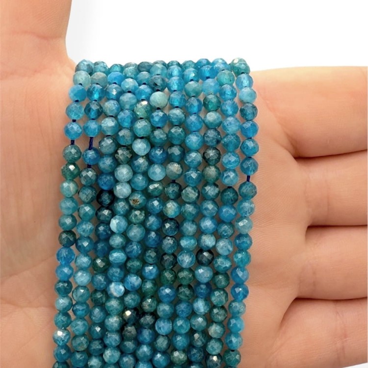 Apatyt Niebieski / kulka fasetowana / ok. 4mm