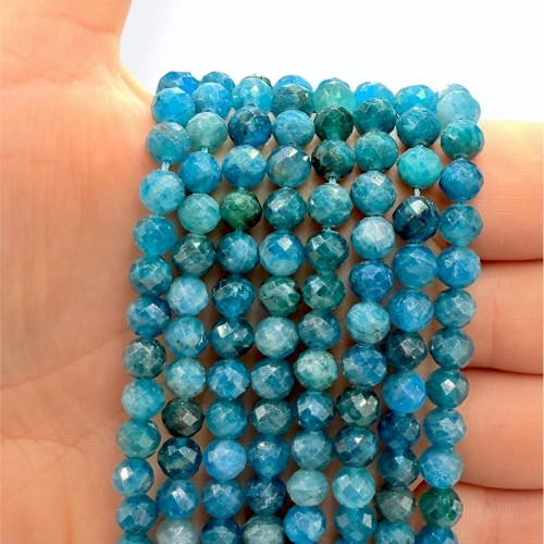 Apatyt Niebieski / kulka fasetowana / ok. 6mm