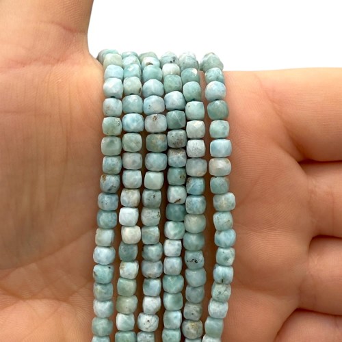 Larimar / kostka fasetowana / ok.4mm