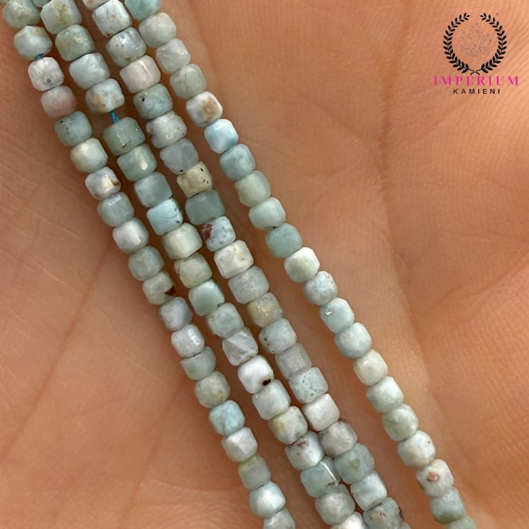 Larimar / kostka fasetowana / ok. 2x2mm