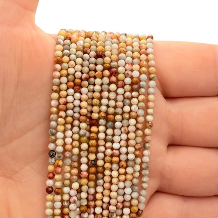 Agat Koronkowy / kulka fasetowana / ok. 2mm