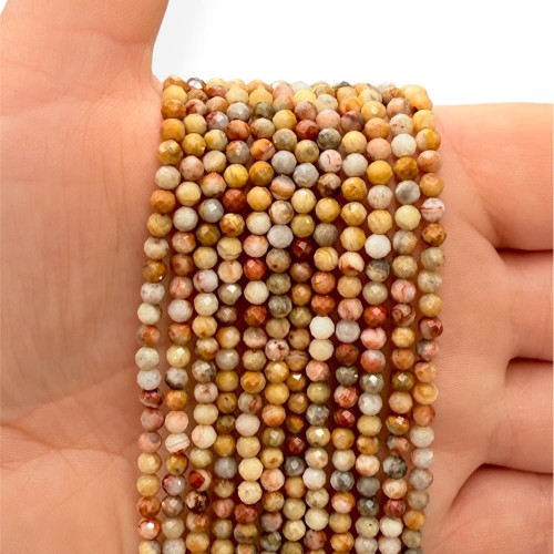 Agat Koronkowy / kulka fasetowana / ok. 3mm