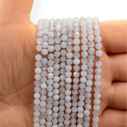 Chalcedon Niebieski / kulka fasetowana / ok. 4mm