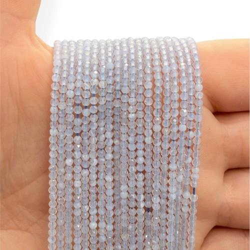 Chalcedon Niebieski / kulka fasetowana / ok. 2mm