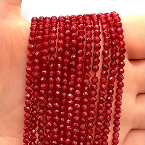 Chalcedon Burgund / kulka fasetowana / ok. 3mm