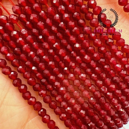 Chalcedon Burgund / kula fasetowana / ok. 3mm