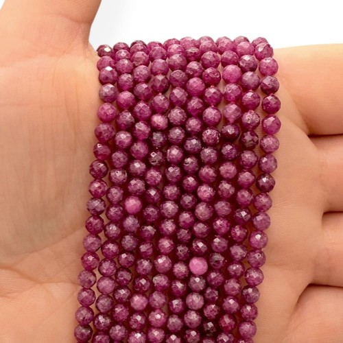 Rubin Ciemny / kulka fasetowana / ok. 4mm