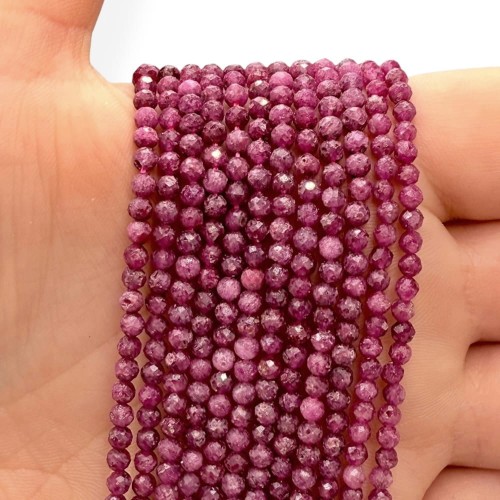 Rubin Ciemny / kulka fasetowana / ok. 3mm