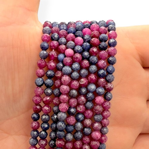 Rubin + Szafir / kulka fasetowana / ok. 4mm