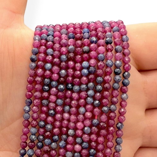 Rubin + Szafir / kulka fasetowana / ok. 3mm