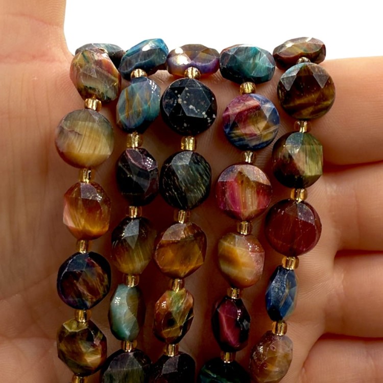 Tygrysie Oko / pastylka fasetowana / ok. 10mm