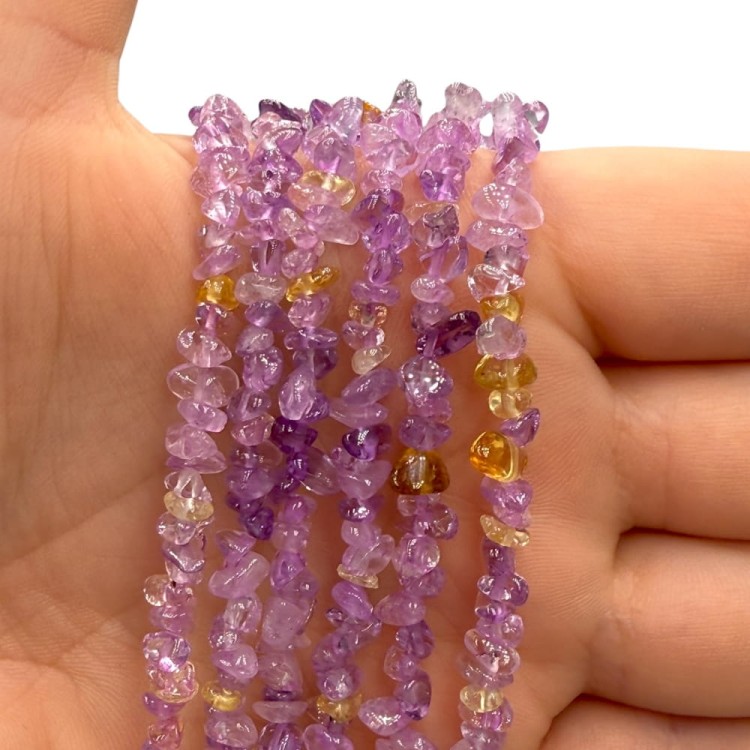 Ametyst z cytrynem (Ametryn) / sieczka - 80 cm gładka / ok. 3x5mm