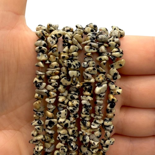 Jaspis Dalmatyński / sieczka - 80 cm gładka / ok. 3x5mm