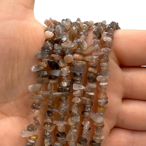 Kamień Słoneczny i Księżycowy (mix) / sieczka - 80 cm gładka / ok. 3x5mm