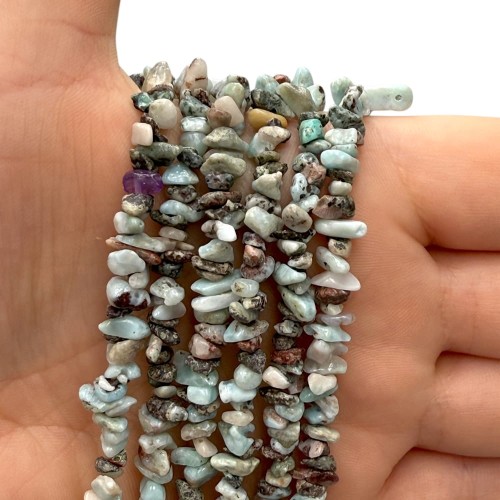 Larimar / sieczka - 80 cm gładka / ok. 3x5mm