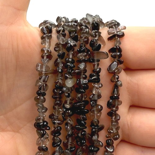 Kwarc Dymny / sieczka - 80 cm gładka / ok. 3x5mm