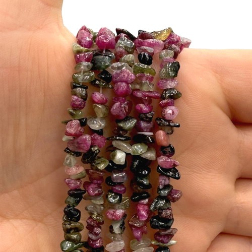 Turmalin mix kolorów / sieczka - 80 cm gładka / ok. 3x5mm