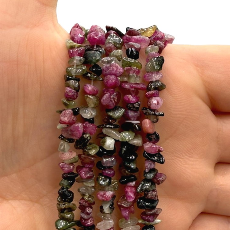 Turmalin mix kolorów / sieczka - 80 cm gładka / ok. 3x5mm