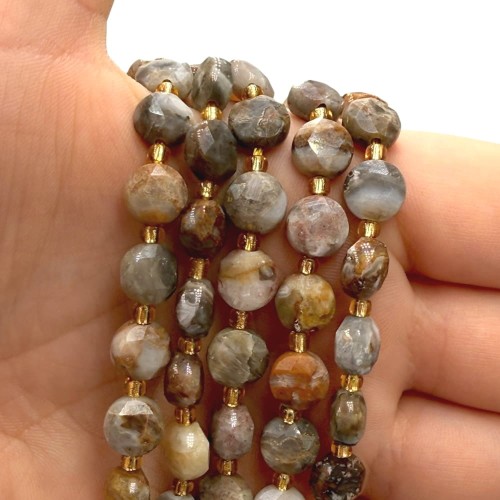 Jadeit Brązowy / pastylka fasetowana / ok. 8x5 mm