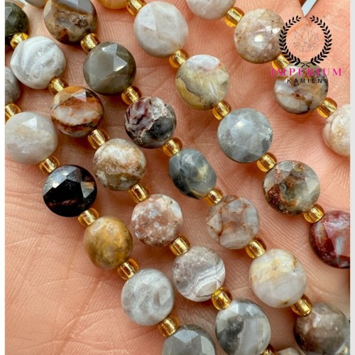 Jadeit Brązowy / pastylka fasetowana / ok. 8x5 mm