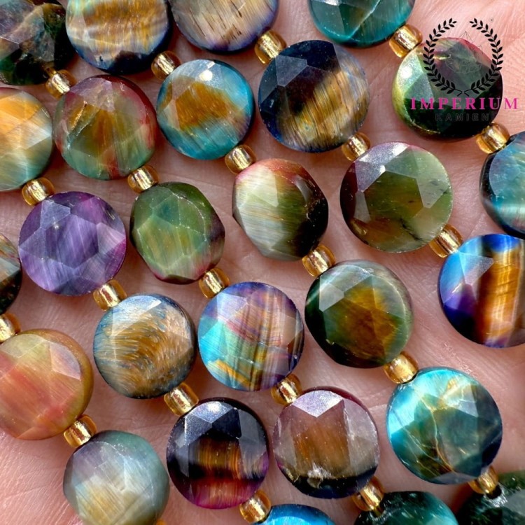 Tygrysie Oko / pastylka fasetowana / ok. 10mm