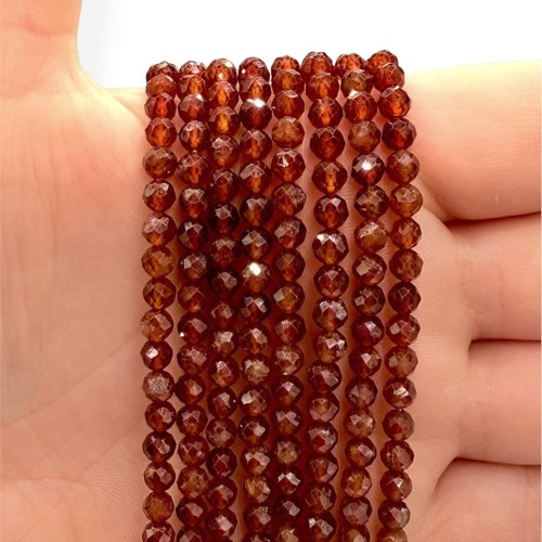 Granat Pomarańczowy - Hessonit / kulka fasetowana / ok. 4mm