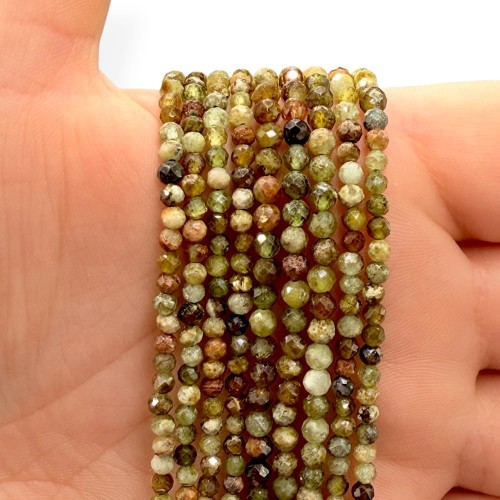 Granat Zielony / kulka fasetowana / ok. 3mm