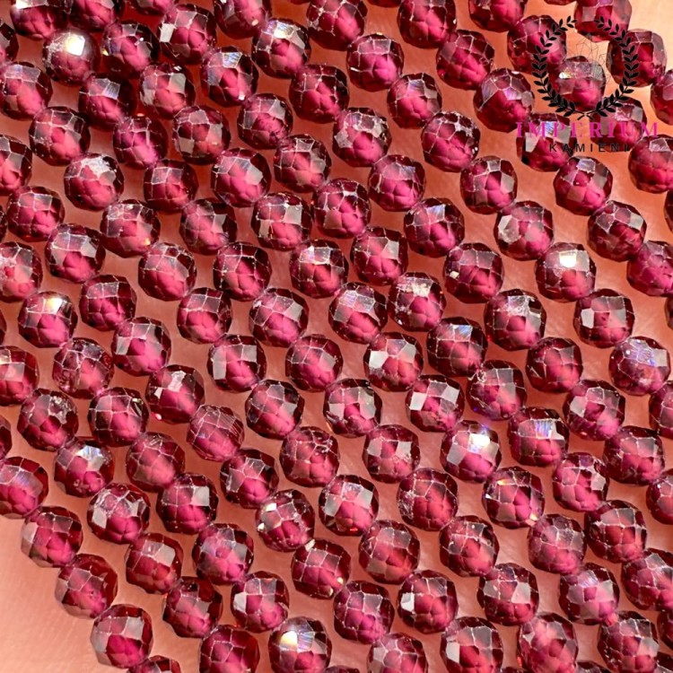 Granat / kulka fasetowana / ok. 3mm