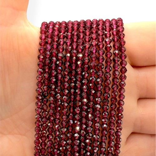Granat / kulka fasetowana / ok. 3mm